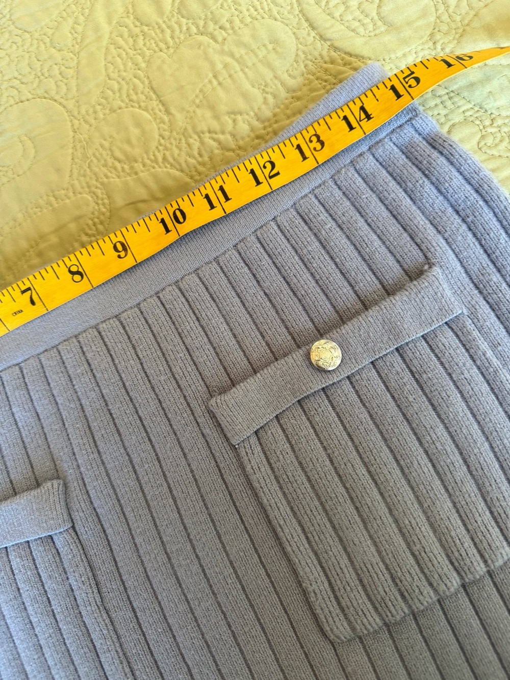 Vintage 90s Christian Lacroix Periwinkle Ribbed Knit Midi Skirt Y2K Minimalist L - Picture 12 of 13
